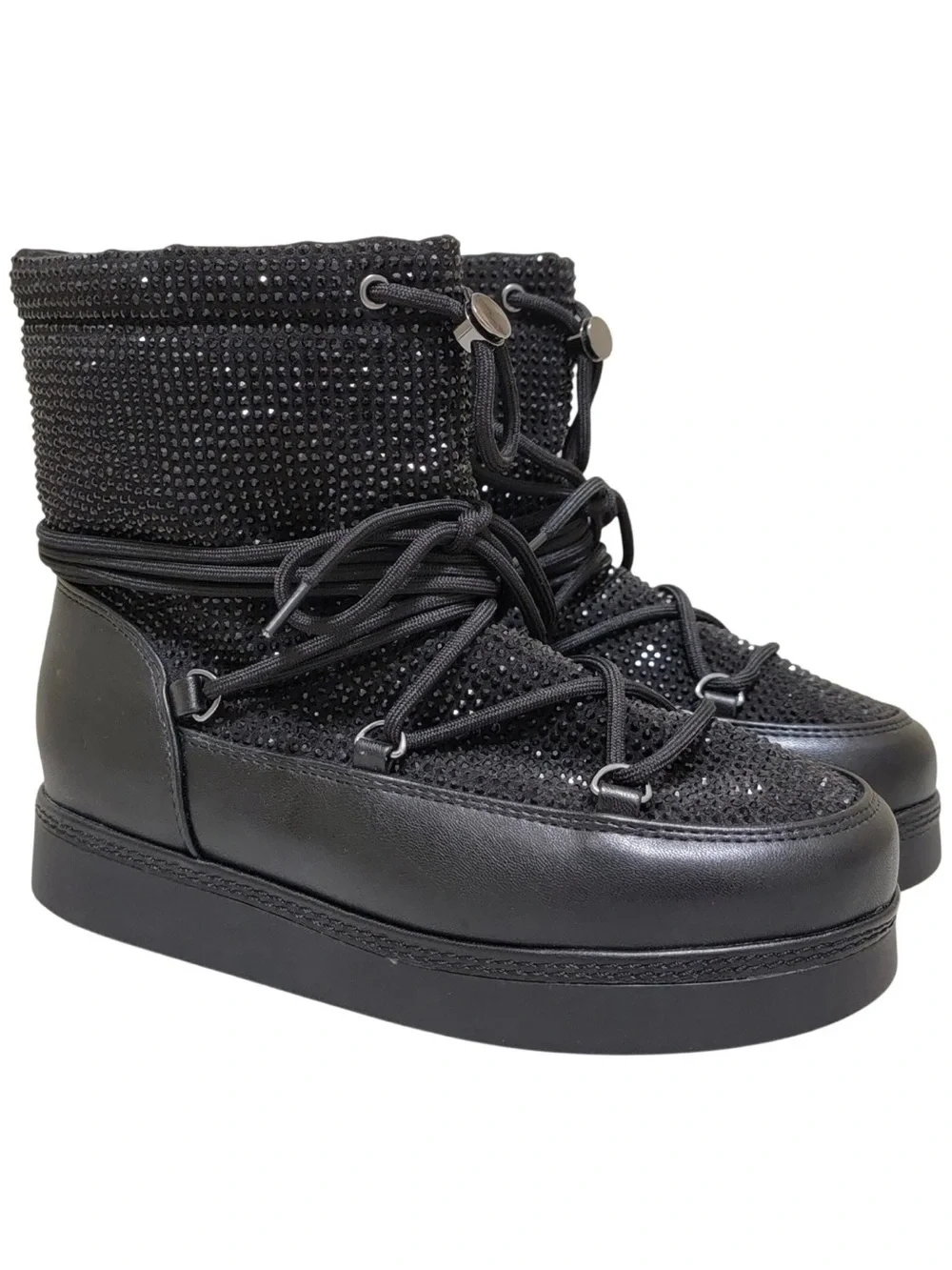 •I.N.C.• “Brooklynnn” Black Platform Rhinestone Pull-On Short Boots >> NIB